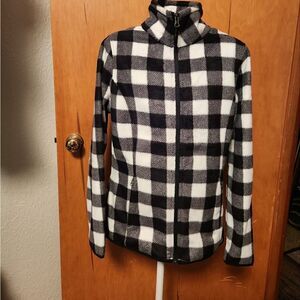 XS Black and White Check Flannel Jacket Zip Up NEW